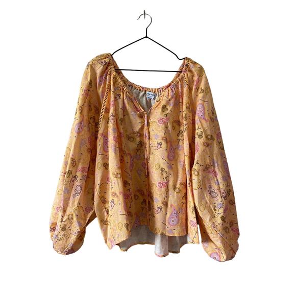 Charlie Holiday Boho Paisley Linen Blend Top NWT - Picture 1 of 12